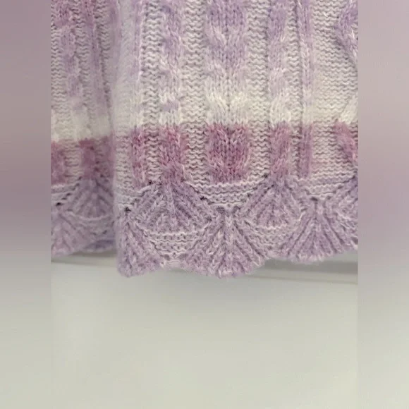 Vintage Alfred Dunner Sweater Ombré Lavender Lilac White Crochet Oversiz…​​ - Picture 5 of 8